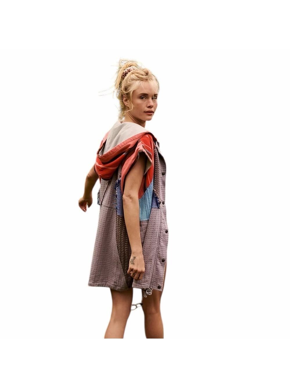 Free People Movement Sun Bum Vest Patchwork Very Oversized Boho Chic Super Cute - Picture 3 of 8